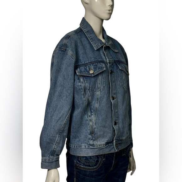 American Bazi 100%Cotton Blue Denim Jacket Size Small - Picture 3 of 13